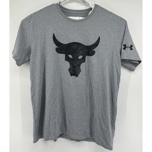 Under Armour Loose Project Rock Logo T Shirt Short Sleeve Gray Men's Size 2XL